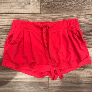 Red Lululemon Drawstring Shorts